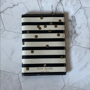 Kate Spade black and white striped passport wallet